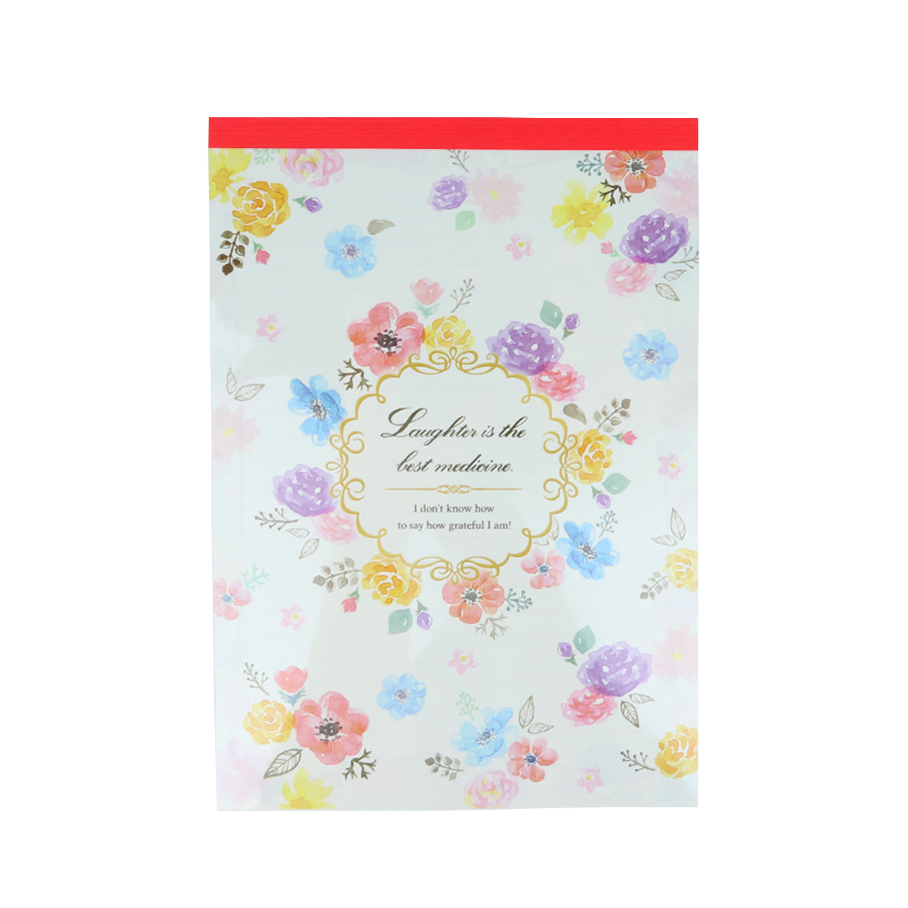 Bloco De Papel De Carta Pautado Borda Florida 21Cm X 14,8Cm Daiso